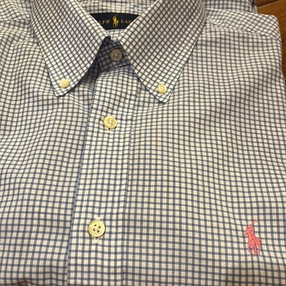 Ralph Lauren buttons Down Shirt Size 16 blue and white - Picture 7 of 12